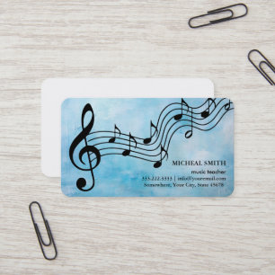 Cartão De Visita Notas Musicais Vintage Elegantes Musicais