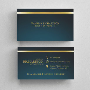 Cartão De Visita Notícias Profissionais Azul e Dourado Elegante