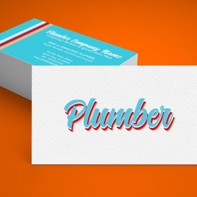 Cartão De Visita NOVO encanador retrorreflector (retro plumber business card)