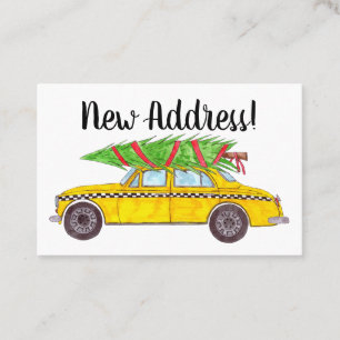 Cartão De Visita Novo Endereço NY Taxi com árvore de Natal