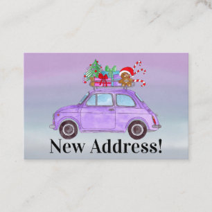 Cartão De Visita Novo endereço Purple Fiat 500 com presentes de Nat
