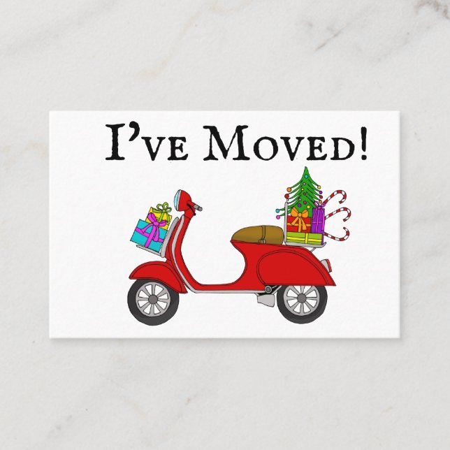 Cartão De Visita Novo patinete vermelho de endereço com presentes d (Frente)