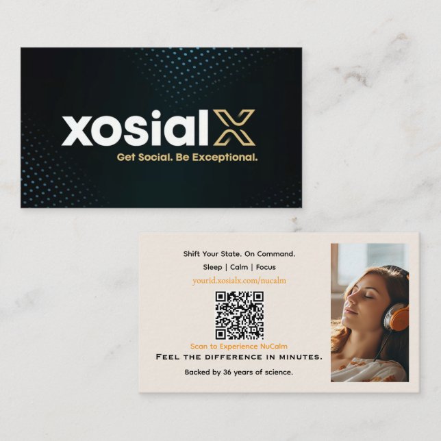 Cartão De Visita NuCalm Product Business Card – xosialX   (Frente/Verso)
