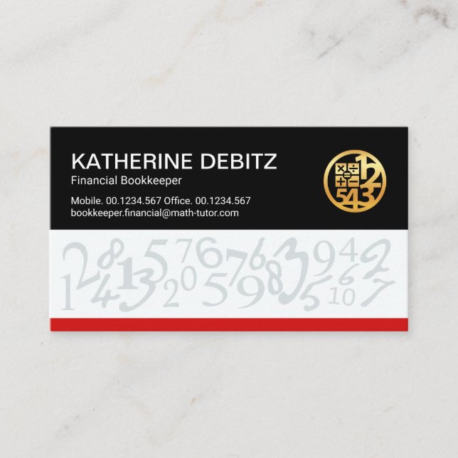 Cartão De Visita Números de contabilidade financeira criativa (Frente)