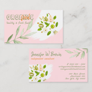 Cartão De Visita Nutrição Orgânica Rosa Saudável Detox Vegan Bakery