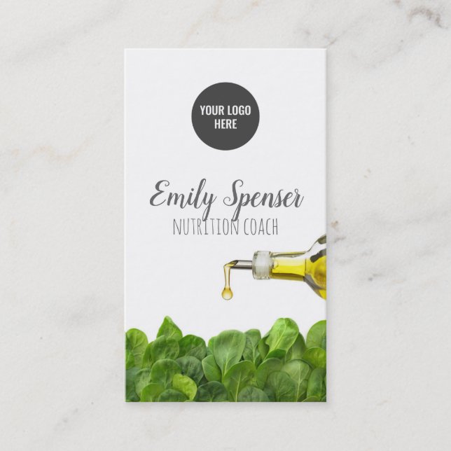 Cartão De Visita Nutrição Verde Deixa Azeite Branco (Frente)