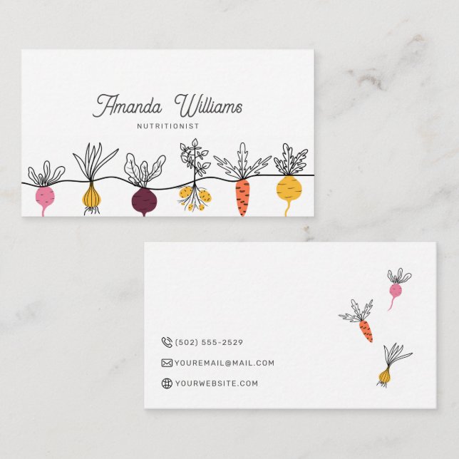 Cartão De Visita Nutricionista Chef Pessoal Veggggggg Legal Minimal (Frente/Verso)
