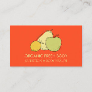 Cartão De Visita Nutricionista de Alimentos Frutas Laranja Brilhant