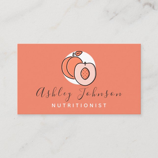 Cartão De Visita Nutricionista Delicioso de Frutas Laranja Brilhant (Frente)