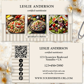 Cartão De Visita Nutricionista Dietista Foto Fashion Coach de Saúde