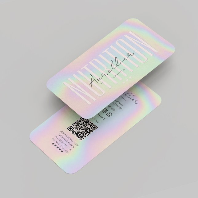 Cartão De Visita Nutricionista Moderno Holográfico (Modern Dietitian Nutritionist Holographic Business Card
)