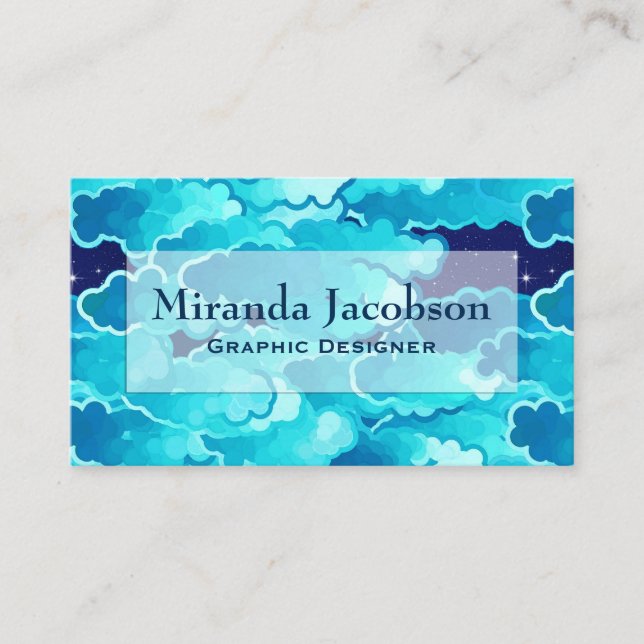 Cartão De Visita Nuvens japonesas, nivelando o céu, a turquesa e o (Frente)