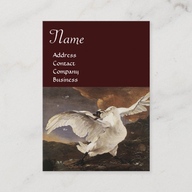 Cartão De Visita O Ameaçado Monograma Swan, Papel Pérola Castanho (Frente)