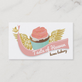 Cartão De Visita o anjo cor-de-rosa de voo do cupcake voa o