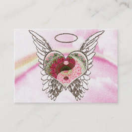 Cartão De Visita O anjo do coração de Yin Yang voa a aguarela