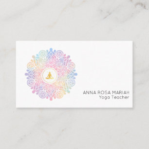 Cartão De Visita *~* O Arco-Íris Pastel Mandala Mulheres Medalha E