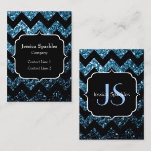Cartão De Visita O azul bebé bonito sparkles Chevron e monograma