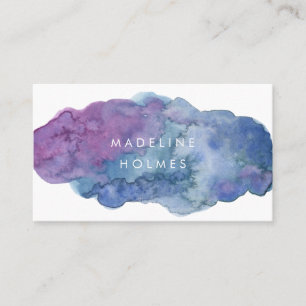 Cartão De Visita O azul moderno da escova da aguarela da arte
