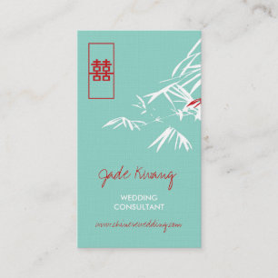 Cartão De Visita O bambu sae felicidade dobro do casamento chinês