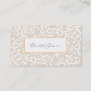Cartão De Visita O bege elegante roda floral feminino do damasco