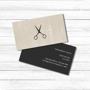 Cartão De Visita O bege preto elegante de Modernl Scissors o