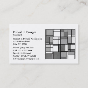 Cartão De Visita O branco cinzento múltiplo Mondrian inspirou o