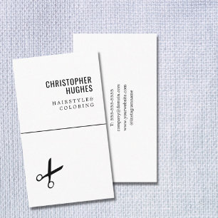 Cartão De Visita O branco preto legal minimalista Scissors o