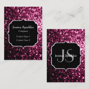 Cartão De Visita O brilho cor-de-rosa escuro sparkles monograma