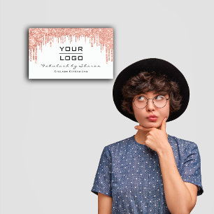 Cartão De Visita O brilho do rosa da pestana do maquilhador goteja