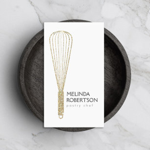 Cartão De Visita O brilho Dourado Whisk a padaria