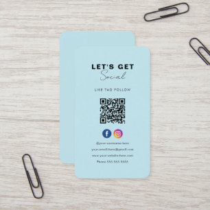 Cartão De Visita O Código Qr Azul Suave Minimalista Conecta-Se cono