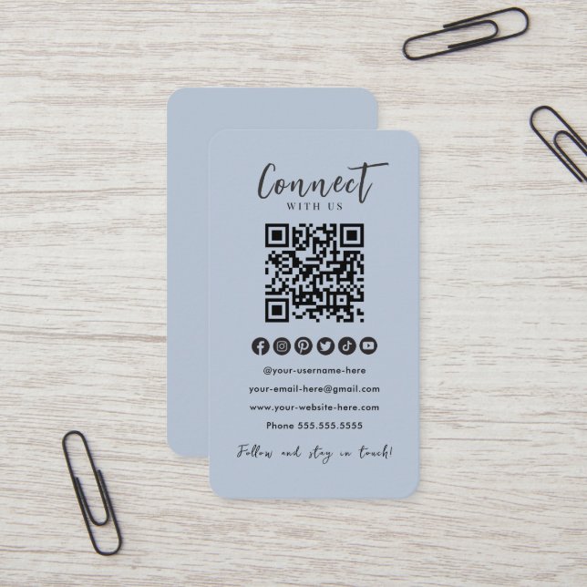 Cartão De Visita O código QR do Marinho moderno se conecta com as m (Frente/Verso In Situ)