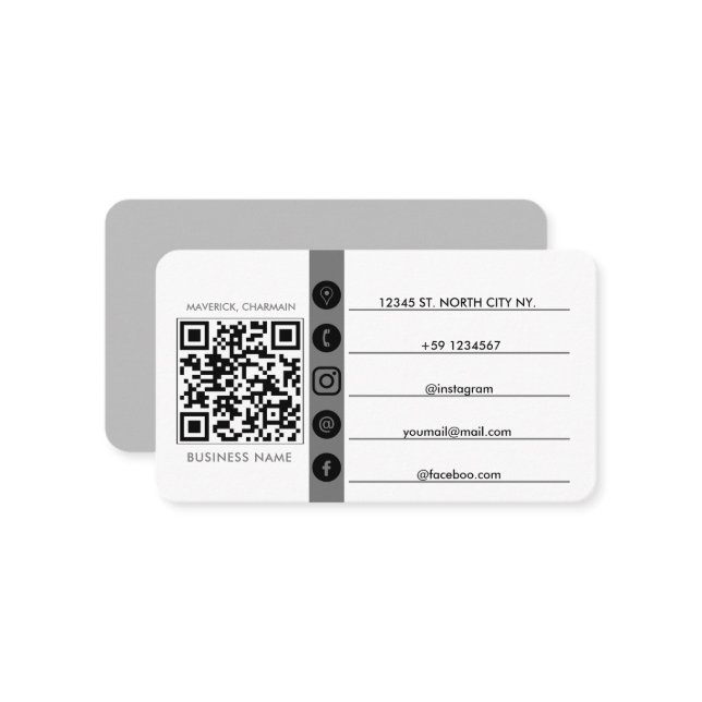 Cartão De Visita O código QR se conecta a nós (Frente/Verso In Situ)