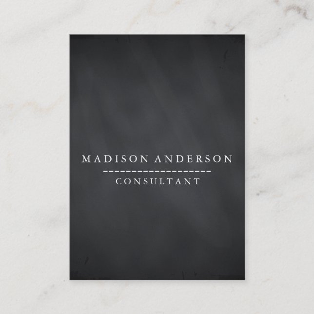 Cartão De Visita O conselho de giz preto moderno elegante (Frente)