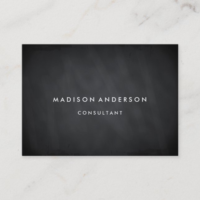 Cartão De Visita O conselho de giz preto moderno elegante (Frente)