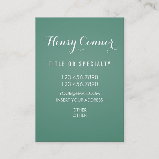Cartão De Visita O conselho vertical do verde moderado escuro do (Frente)
