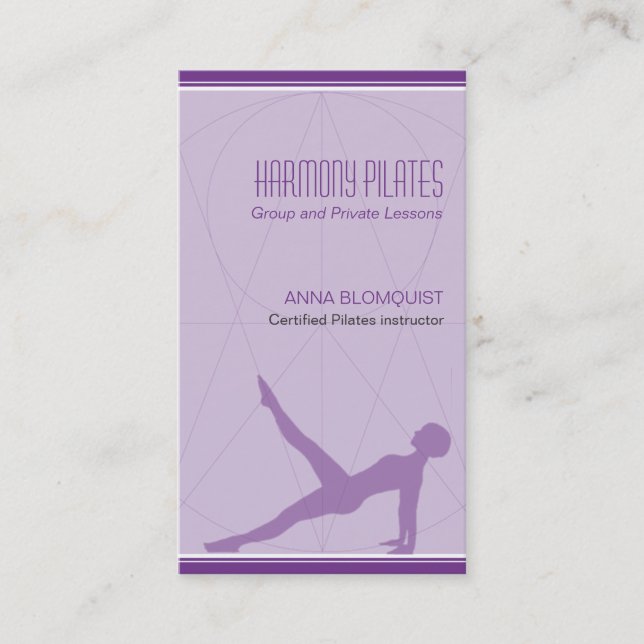Cartão De Visita O Convergent alinha Pilates roxo (Frente)