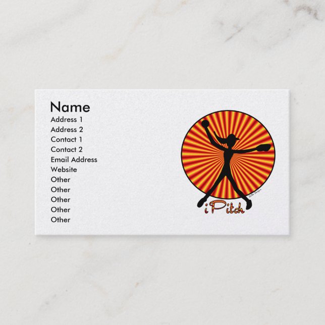 Cartão De Visita O cromo de colecção do jarro do softball de (Frente)