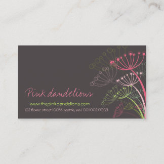 Cartão De Visita O dente-de-leão cor-de-rosa doce floresce o chique