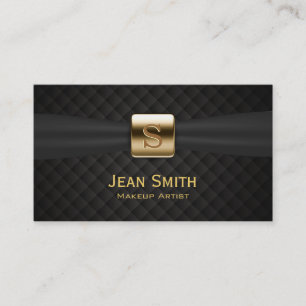 Cartão De Visita O diamante Dourado luxuoso do monograma estofa o