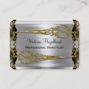 Cartão De Visita O dobro elegante Scissors o Hairstylist francês d