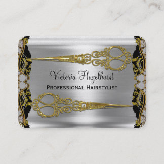 Cartão De Visita O dobro elegante Scissors o Hairstylist francês da
