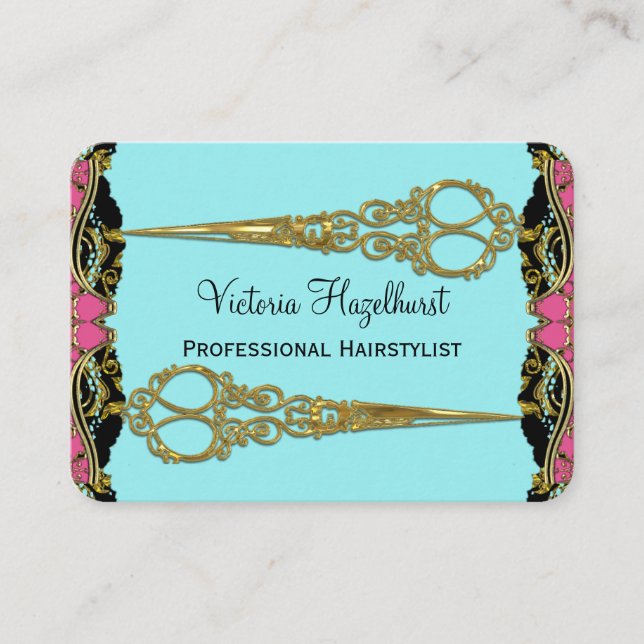 Cartão De Visita O dobro Scissors Paris Hairstyist barroco (Frente)