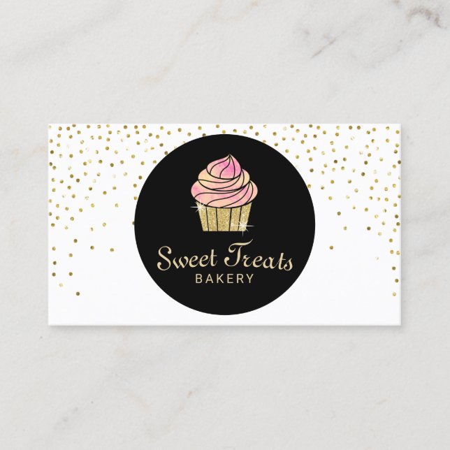 Cartão De Visita O doce da padaria do cupcake trata confetes (Frente)