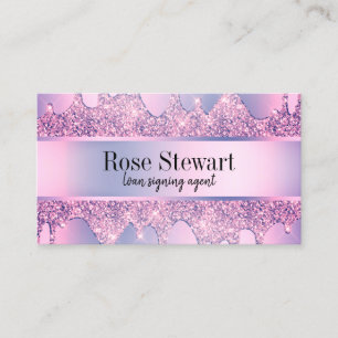 Cartão De Visita O elegante glitter roxo púrpura goteja de notári