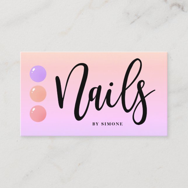Cartão De Visita O esmalte de unhas moderno e elegante cai em unhas (Frente)