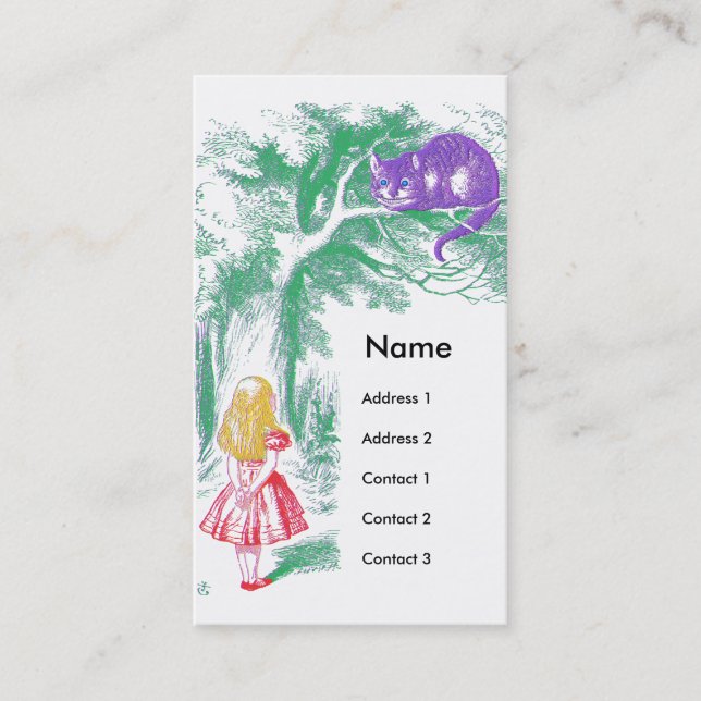 Cartão De Visita "O Gato Cheshire" de "Alice no País das Maravilhas (Frente)