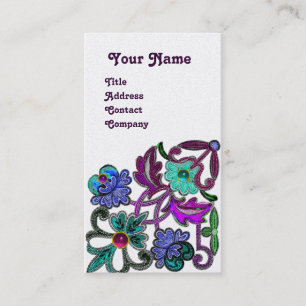 Cartão De Visita O LAÇO ROXO AZUL da CERCETA FLORESCE o metal do