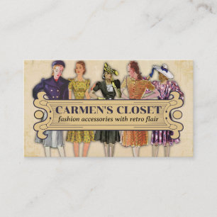 Cartão De Visita o modelo retro do vestido da forma contorna sewing