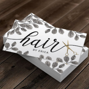 Cartão De Visita O ouro botânico Scissor o cabelo elegante da